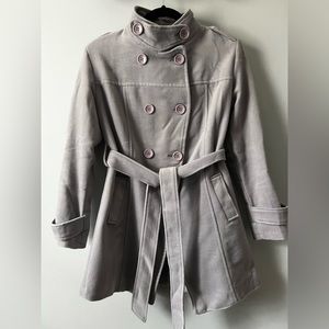 JK2 Women’s Double-Breasted Gray Trench Coat with Belt Size L